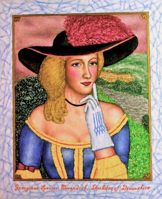 Painting titled "Georgiana Spencer,…" by Stephen Warde Anderson, Original Artwork, Acrylic Mounted on Wood Panel