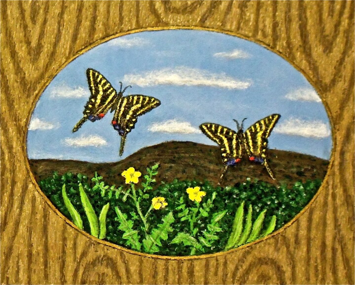 Картина под названием "Zebra Swallowtails" - Stephen Warde Anderson, Подлинное произведение искусства, Акрил Установлен на Д…