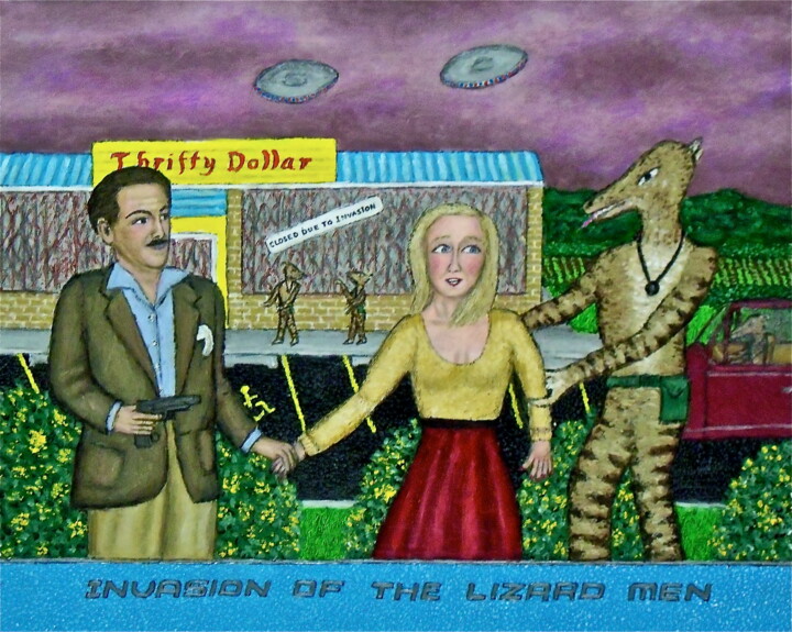 Pintura titulada "Invasion of the Lli…" por Stephen Warde Anderson, Obra de arte original, Acrílico Montado en Otro panel rí…