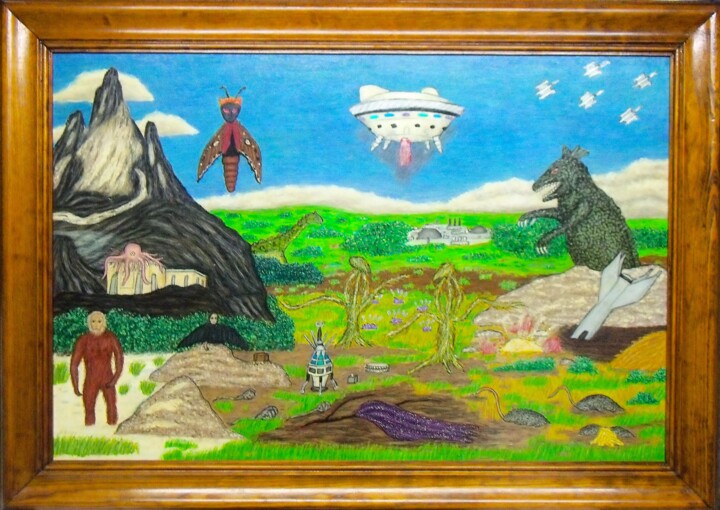 Painting titled "Monsters from Briti…" by Stephen Warde Anderson, Original Artwork, Gouache Mounted on Other rigid panel