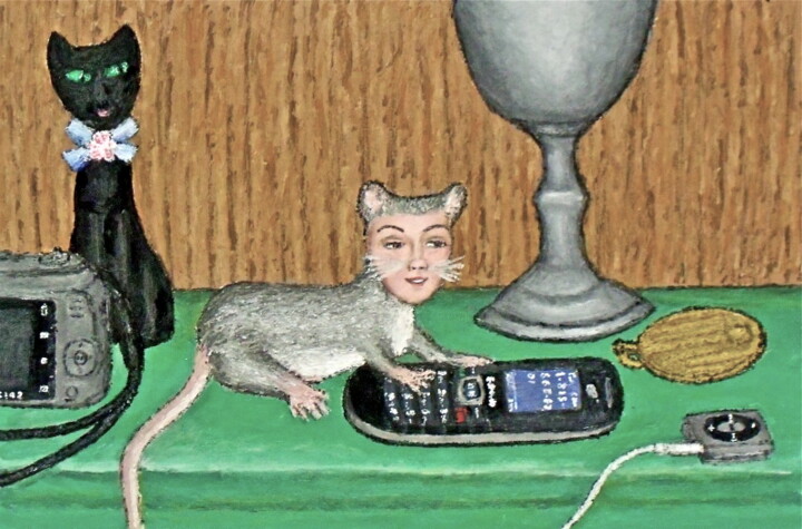 제목이 "Dona the Deer Mouse…"인 미술작품 Stephen Warde Anderson로, 원작, 아크릴 기타 단단한 패널에 장착됨