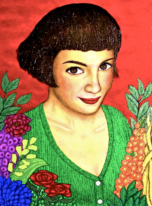 Pintura intitulada "Audrey Tautou from…" por Stephen Warde Anderson, Obras de arte originais, Acrílico