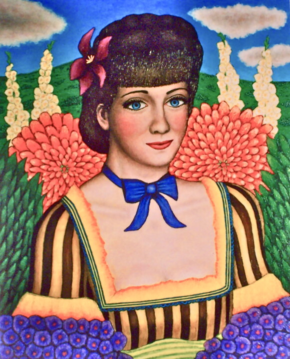 Malarstwo zatytułowany „Adela -- Flower Girl” autorstwa Stephen Warde Anderson, Oryginalna praca, Akryl Zamontowany na Panel…