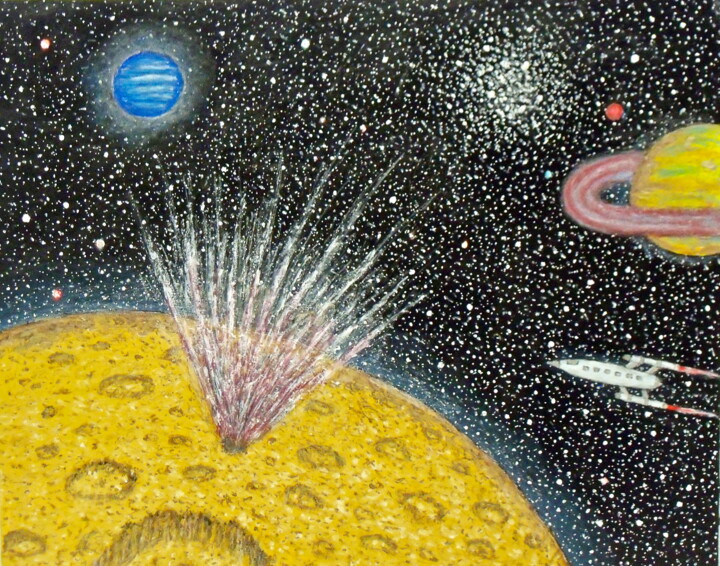 Pintura intitulada "Meteor Strike" por Stephen Warde Anderson, Obras de arte originais, Acrílico Montado em Outro painel ríg…