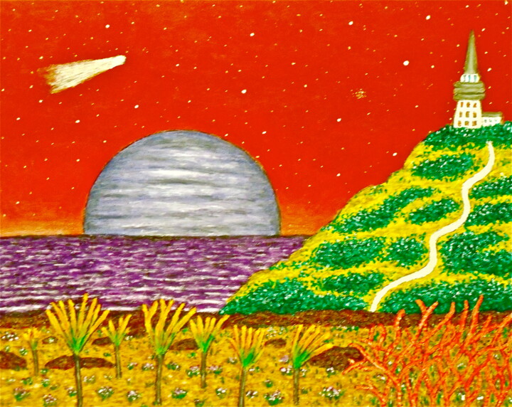 绘画 标题为“Rising of a Moon” 由Stephen Warde Anderson, 原创艺术品, 丙烯 安装在其他刚性面板上