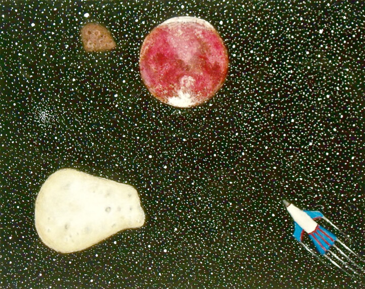 Painting titled "Journey to Mars" by Stephen Warde Anderson, Original Artwork, Acrylic Mounted on Other rigid panel