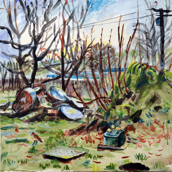 Painting titled "Felled Sycamore Dol…" by Stephen West, Original Artwork, Tempera