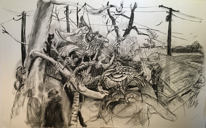 Rysunek zatytułowany „Alfred Wallace Natu…” autorstwa Stephen West, Oryginalna praca, Węgiel drzewny
