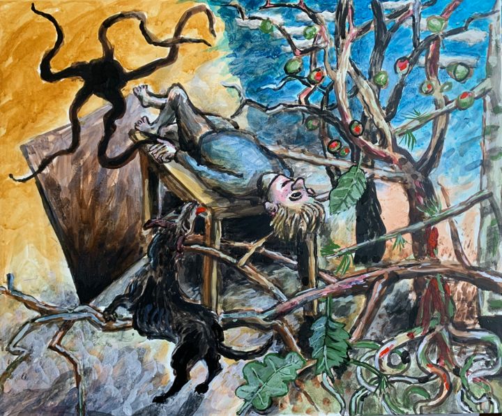 Картина под названием "Painting with vortex" - Stephen West, Подлинное произведение искусства, Темпера