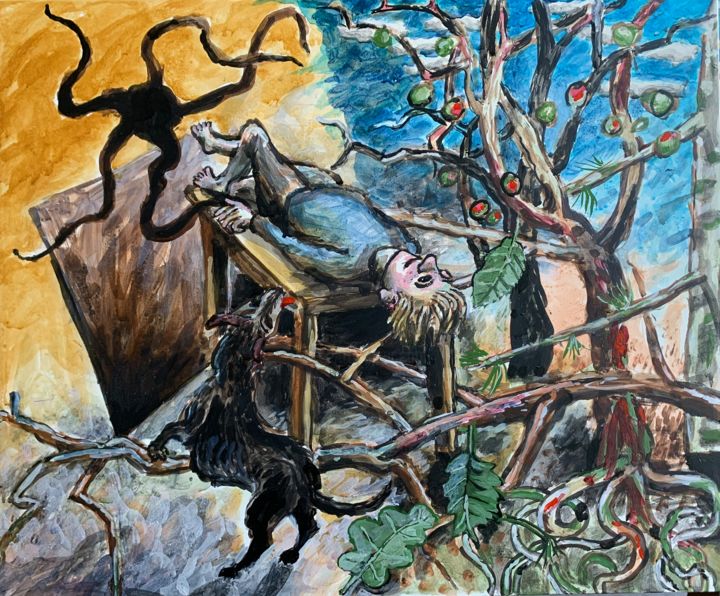 Pintura titulada "Painting with vortex" por Stephen West, Obra de arte original, Témpera