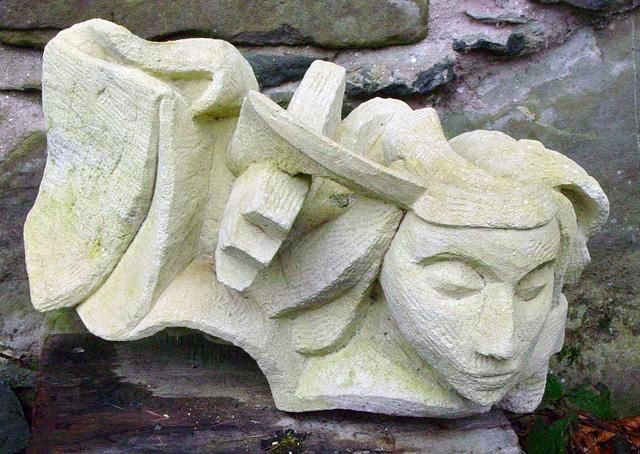 Sculptuur getiteld "Athene heads" door Stephen West, Origineel Kunstwerk, Steen