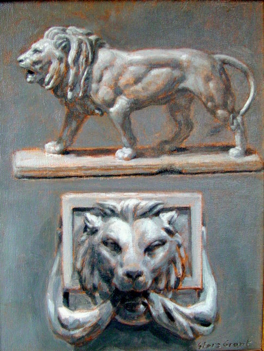 Painting titled "Two lions" by Stere Grant, Original Art,