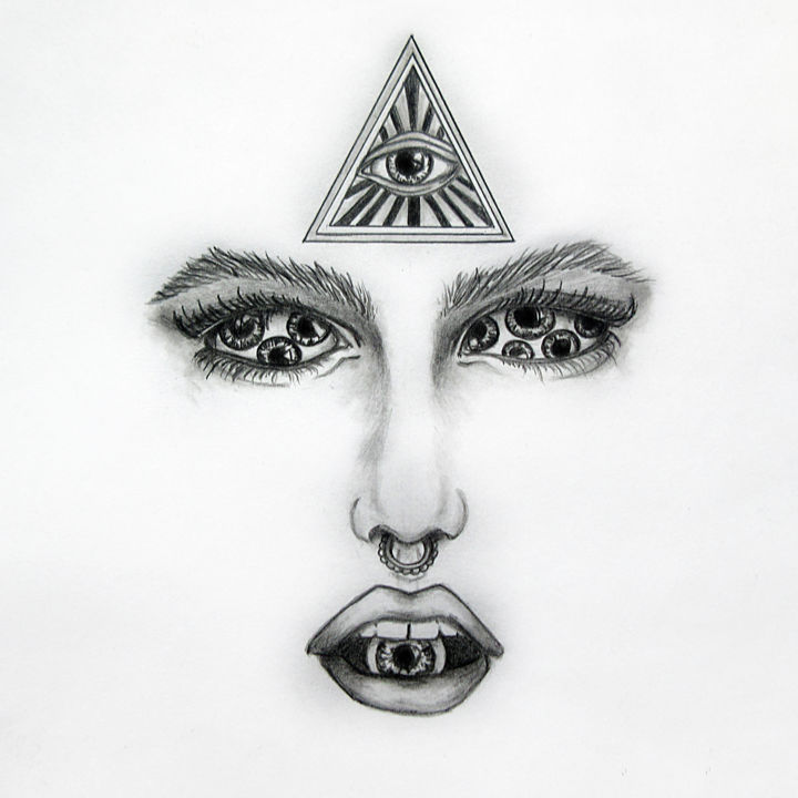 Drawing titled "All Seeing Eyes" by Sterling Clydesdale, Original Artwork