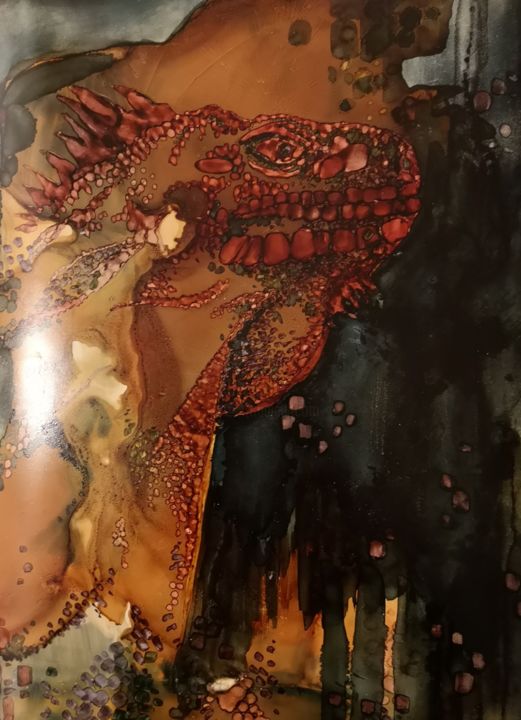 Pintura intitulada "Iguana-Abstract" por Stetiar, Obras de arte originais, Tinta