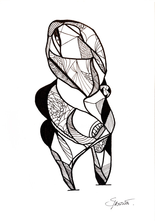 Drawing titled "Danseur" by Steve Drevet, Original Artwork, Ink