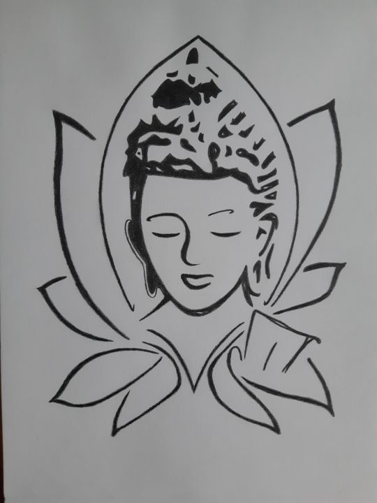 Dessin intitulée "Boudha" par Steve Durieu, Œuvre d'art originale, Crayon