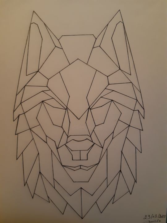 Dessin intitulée "Loup" par Steve Durieu, Œuvre d'art originale, Crayon