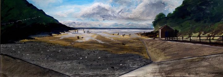 Malarstwo zatytułowany „Caswell Bay Panoram…” autorstwa Steve Lovegrove, Oryginalna praca, Akryl