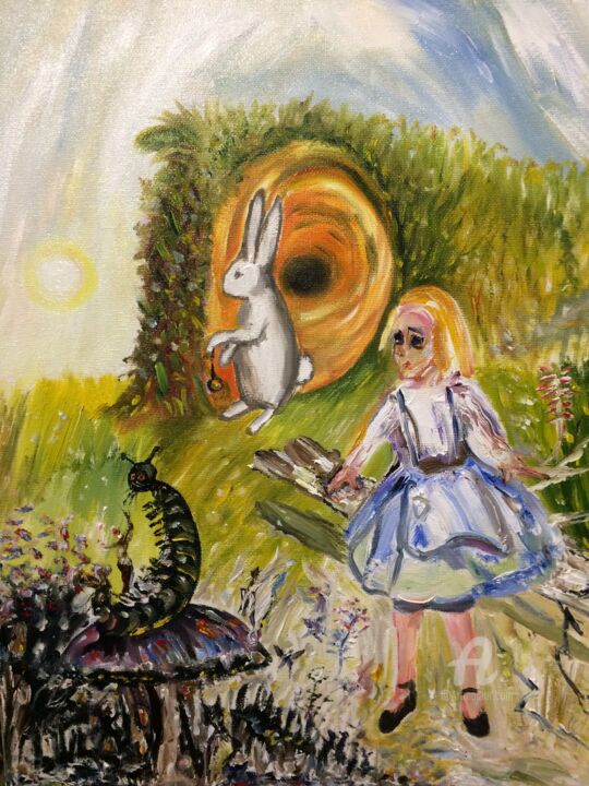 Картина под названием "Caterpillar Teaches…" - Steve Phillips, Подлинное произведение искусства, Масло Установлен на Деревян…