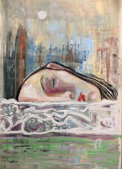 Peinture intitulée "Dreaming in the City" par Steve Phillips, Œuvre d'art originale, Huile