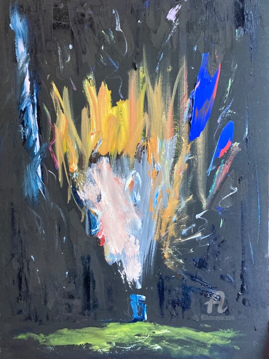 Malarstwo zatytułowany „Firework” autorstwa Steve Phillips, Oryginalna praca, Olej