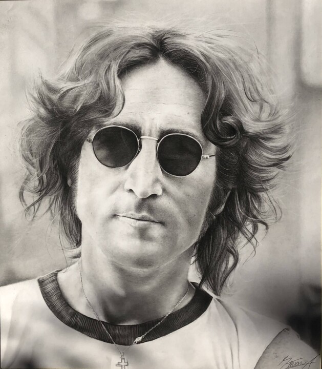 "John Lennon" başlıklı Resim Steven Corrales tarafından, Orijinal sanat, Kalem Karton üzerine monte edilmiş