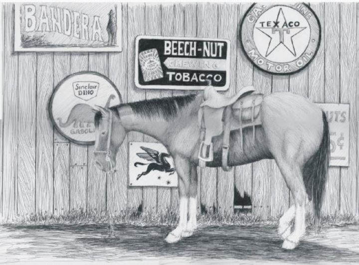 Painting titled "Horse in Bandera, T…" by Steven Hawke, Original Artwork