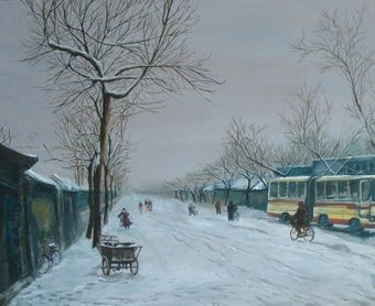 绘画 标题为“北京街景-冬” 由Stevenly2008, 原创艺术品