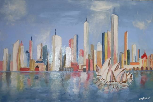 Painting titled "Sydney bay" by Steve Soobben, Original Artwork
