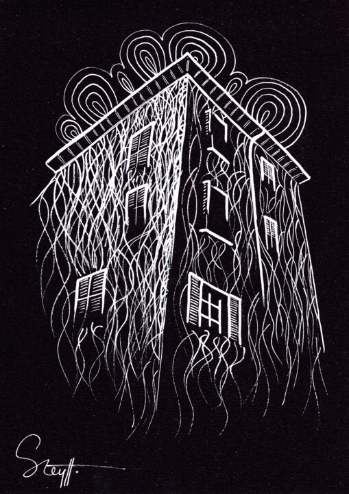 Tekening getiteld "Immeuble du vieux-N…" door Steyff, Origineel Kunstwerk, Marker