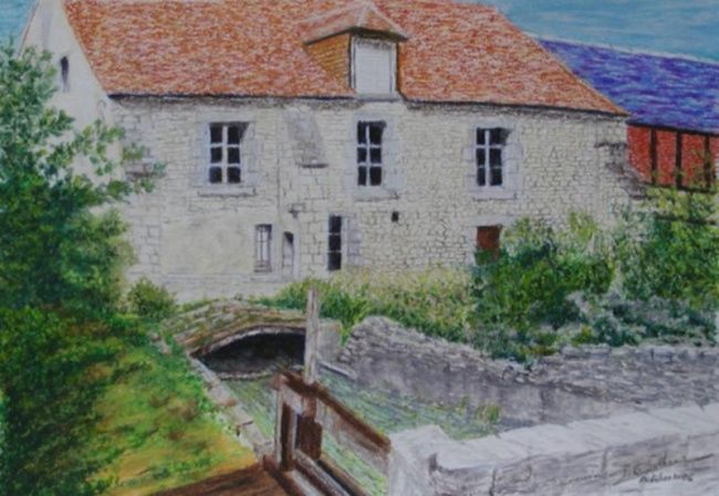 Painting titled "Le vieux Moulin" by Serge Thimothee, Original Artwork