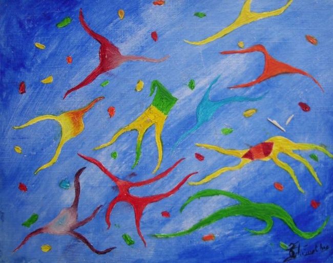 Painting titled "Volants" by Serge Thimothee, Original Artwork
