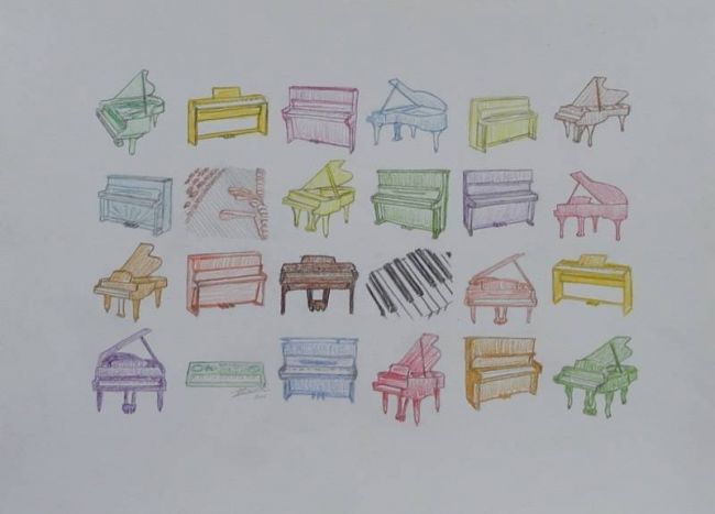 Painting titled "24 Pianos" by Serge Thimothee, Original Artwork