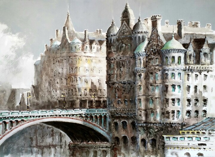 Pintura intitulada "Edimburgo" por Stjepan Lezaic (Pepi), Obras de arte originais, Aquarela