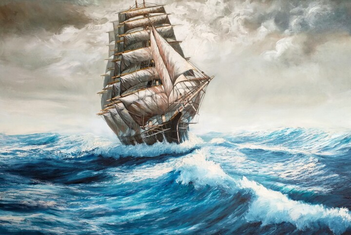 Painting titled "Velero ." by Stjepan Lezaic (Pepi), Original Artwork, Oil