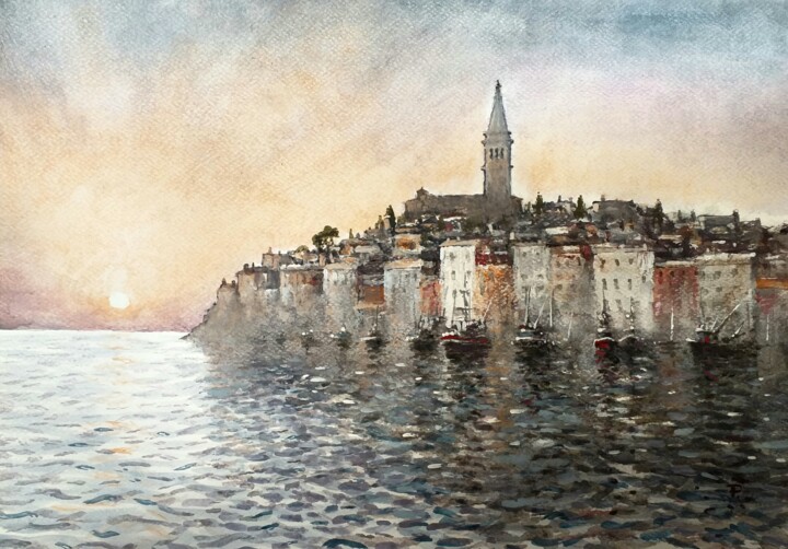 Pintura titulada "Rovinj...atadercer" por Stjepan Lezaic (Pepi), Obra de arte original, Acuarela