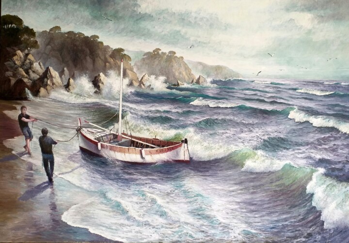 Pintura titulada "Pescadores.." por Stjepan Lezaic (Pepi), Obra de arte original, Oleo