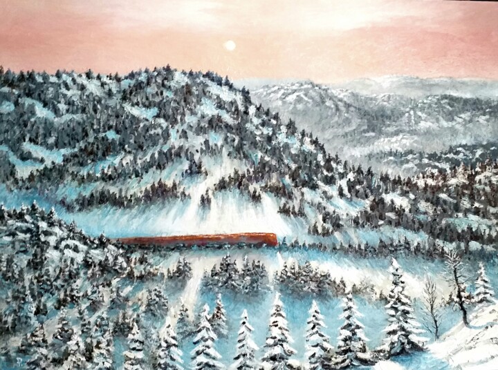 Pintura titulada "Paisaje montañoso c…" por Stjepan Lezaic (Pepi), Obra de arte original, Oleo