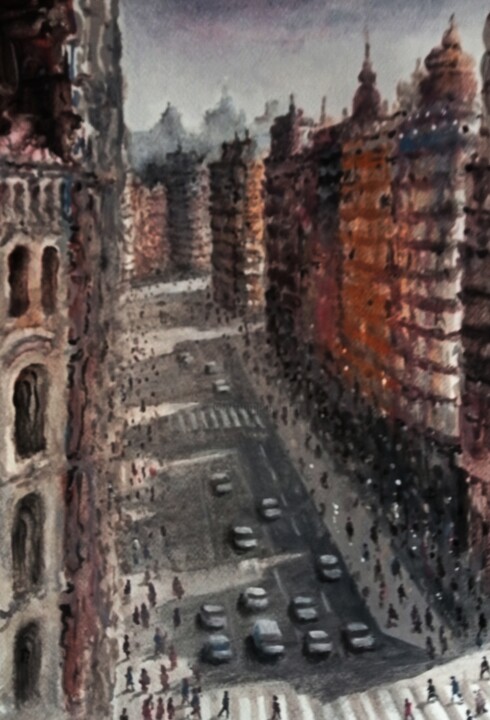 Malerei mit dem Titel "Madrid ." von Stjepan Lezaic (Pepi), Original-Kunstwerk, Aquarell