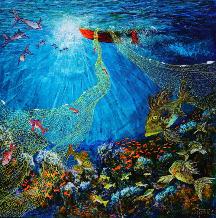 Peinture intitulée "St.Peter fish and t…" par Capt.Stjepko Mamic, Œuvre d'art originale, Autre