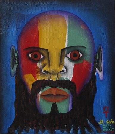 Malerei mit dem Titel "Bald Head Dread" von St.John, Original-Kunstwerk