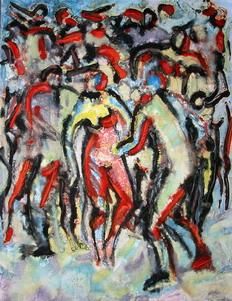 Painting titled "Dancers" by Romen Stoilow, Original Artwork, Oil