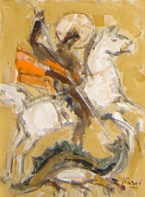 Pittura intitolato "Saint George" da Stojan Pačov, Opera d'arte originale