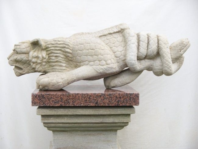 Sculpture titled "Hybrid Snakecat pre…" by Stonecarver, Original Artwork, Stone