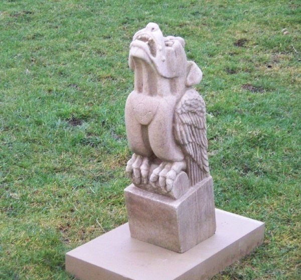 Sculpture titled "gargoyle birddog 1." by Stonecarver, Original Artwork, Stone