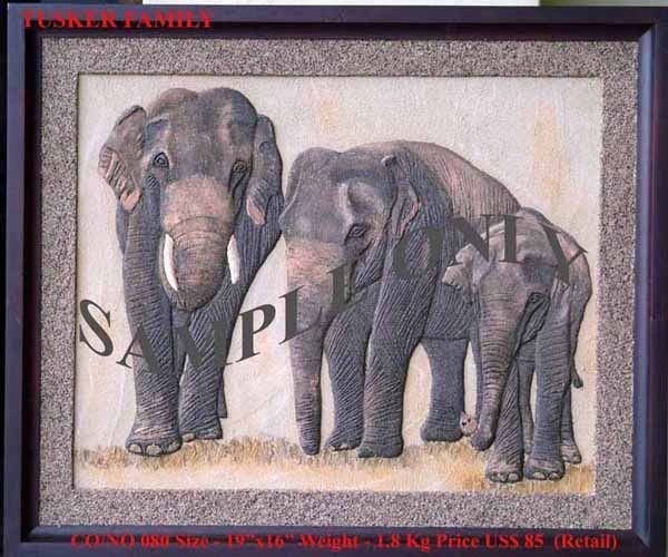 Pittura intitolato "Elephant family" da Himantha Karunarathne, Opera d'arte originale