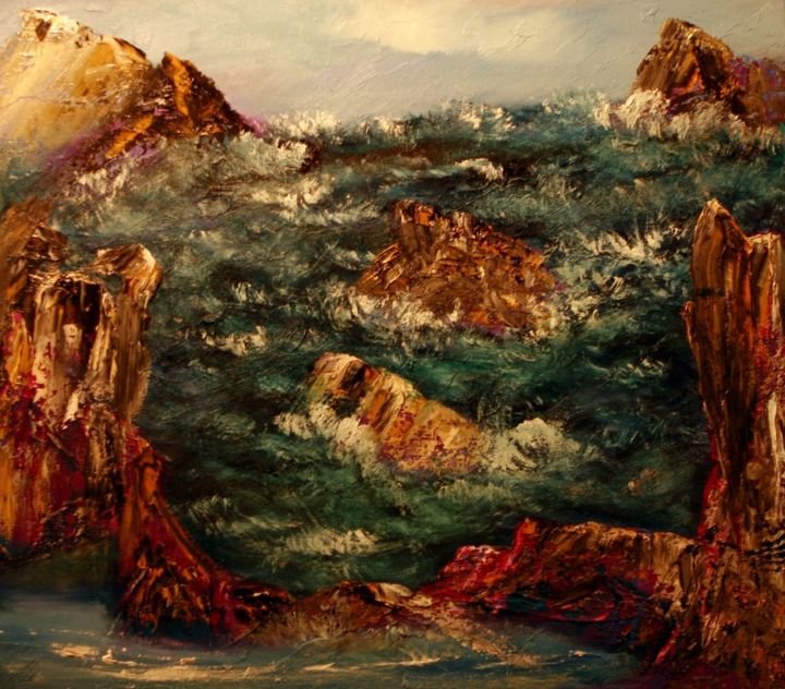 Painting titled "High Seas" by David Snider, Original Artwork, Oil
