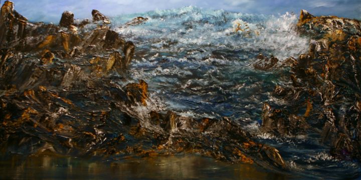 Schilderij getiteld "Along the Coast" door David Snider, Origineel Kunstwerk, Olie