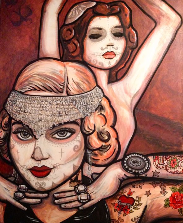 Pittura intitolato "mexican burlesque" da Estelle Charrin, Opera d'arte originale, Olio