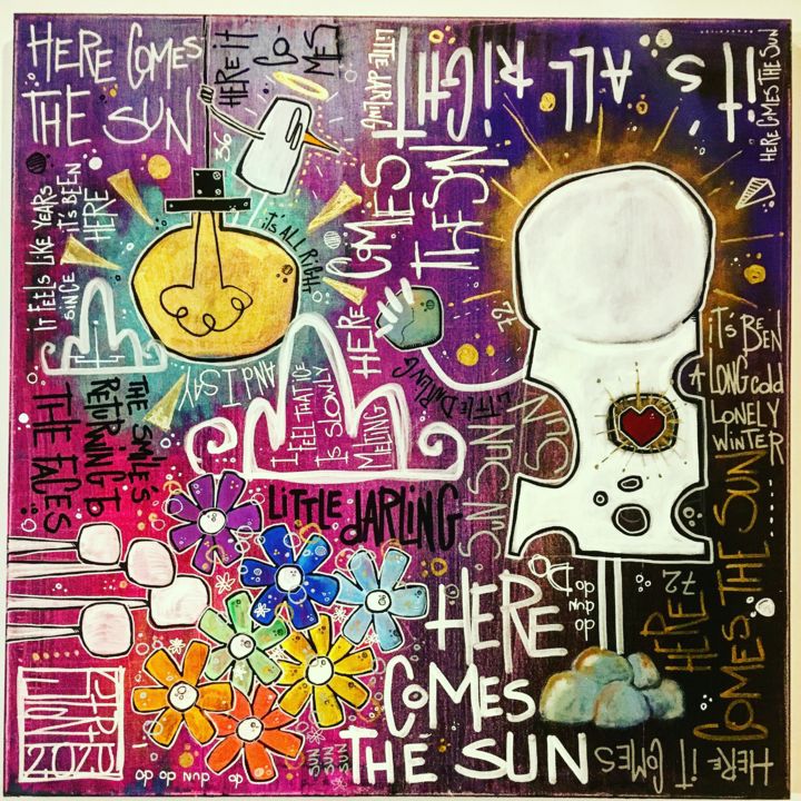 Pittura intitolato "Here comes the sun" da Yohan Storti, Opera d'arte originale, Acrilico